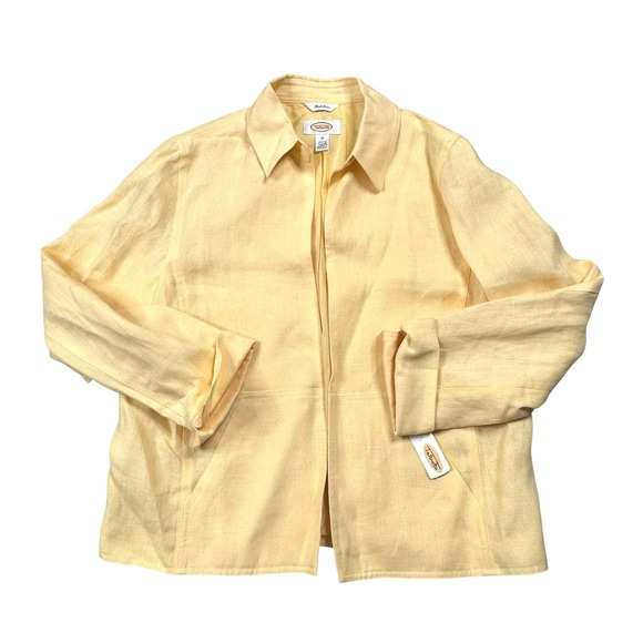 NWT Talbots Women's Yellow Linen Open Front Blazer Jacket Size 10 BRAND NEW! - Picture 2 of 11